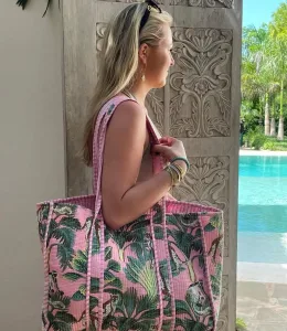 Strandtas Jungle pink