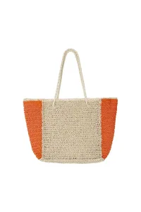 Strandtas beige zand oranje www.123hamamdoek.nl