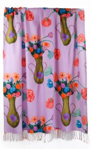 Hamamdoek paars met bloemenprint Eloise
